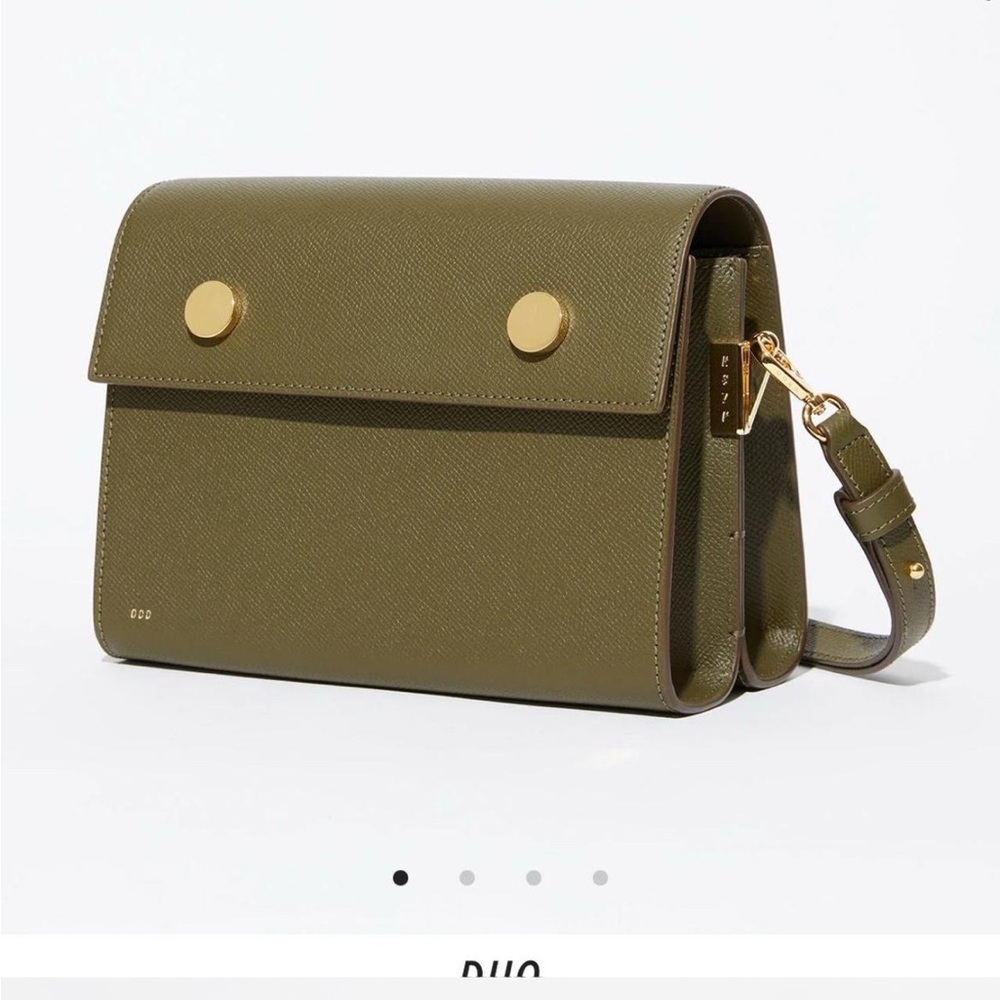 Olive Green Crossbody Bag with Gold Accents